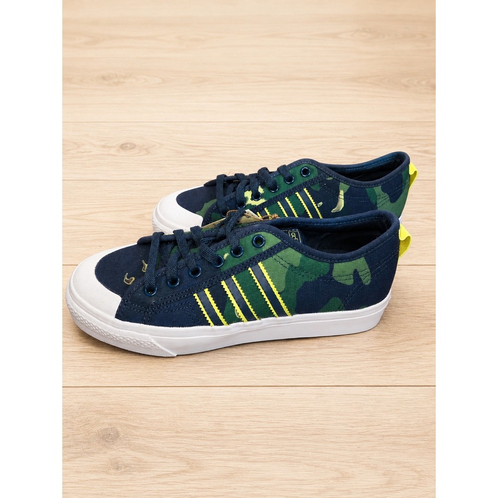 Adidas Originals Nizza Camo Canvas Sneakers Navy Green Kids US 6.5 Women 6.5 NWT